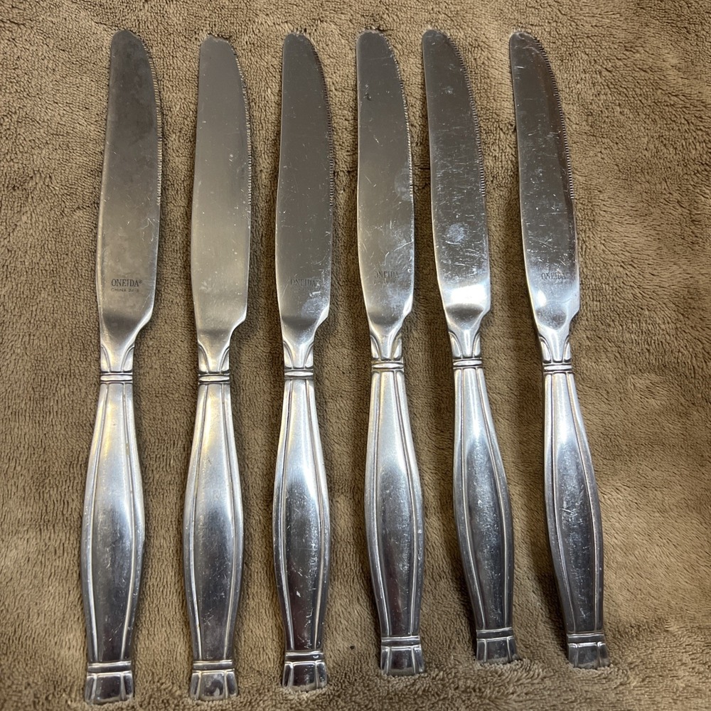Lot of 6 Oneida Ambiance‎ Stainless Steel Flatware Dinner Knife MCM
